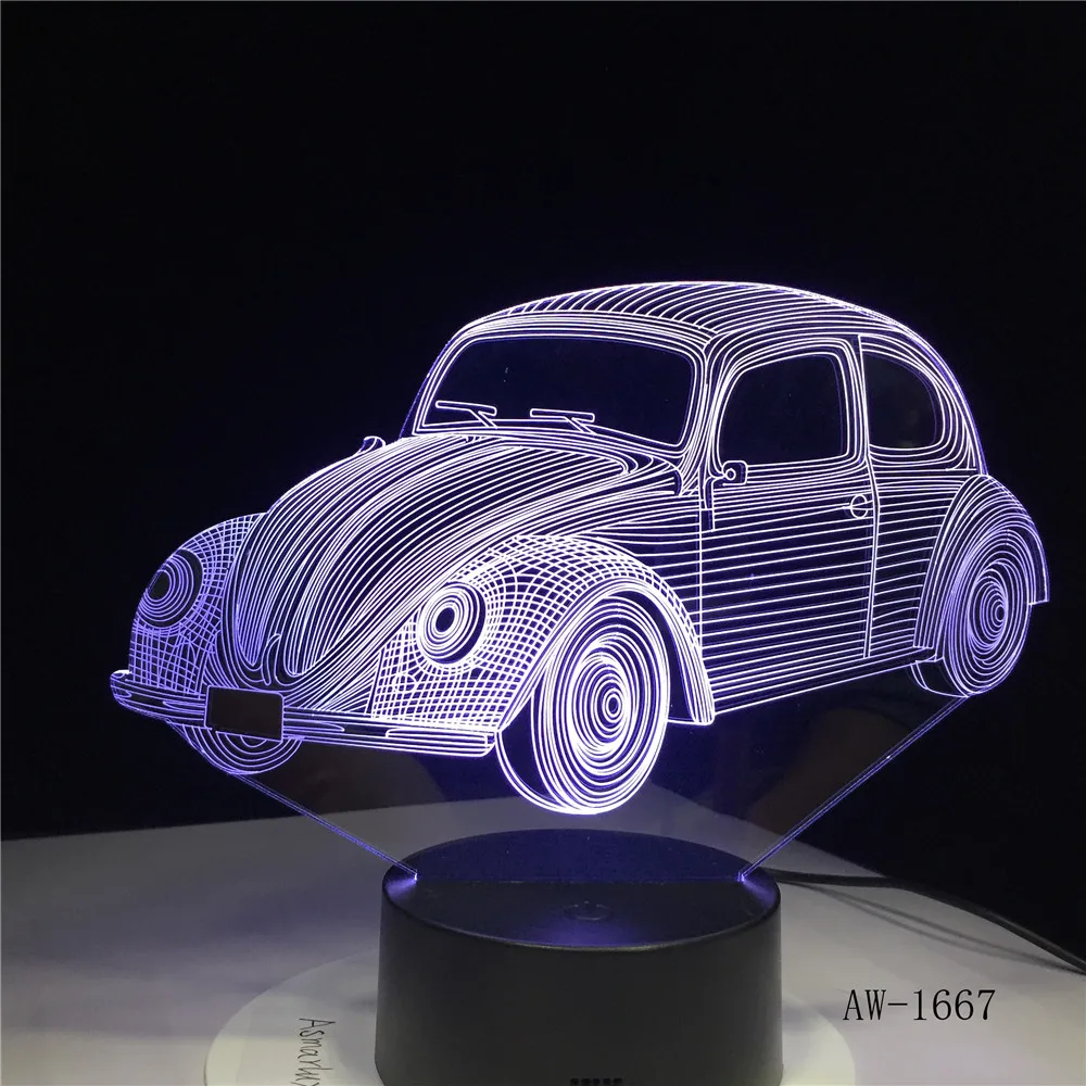 Автомобиль машины бульдозер трактор 3D 7 цветов лампа визуальный светодиодный ночник для детей Touch Usb Таблица Lampara AW-1667