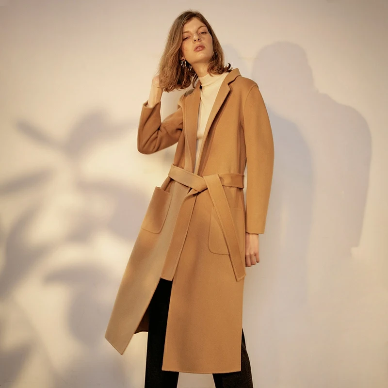 Main Haute À Cachemire Longue Slim En Conception rouge Gris Green Qualité Pardessus Laine Double Camel Et La army Femmes D'hiver Automne Face kaki wgTzv0q4