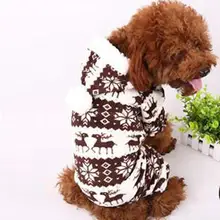 Cute Soft Warm Pet Doggie Puppy Snow font b Clothes b font Snowflake Deer Hoodie Jumpsuit