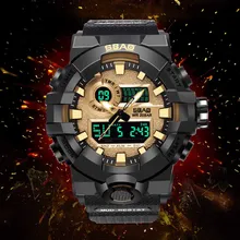 Мужские повседневные часы с двойным дисплеем спортивные часы водонепроницаемые многофункциональные электронные часы Распродажа