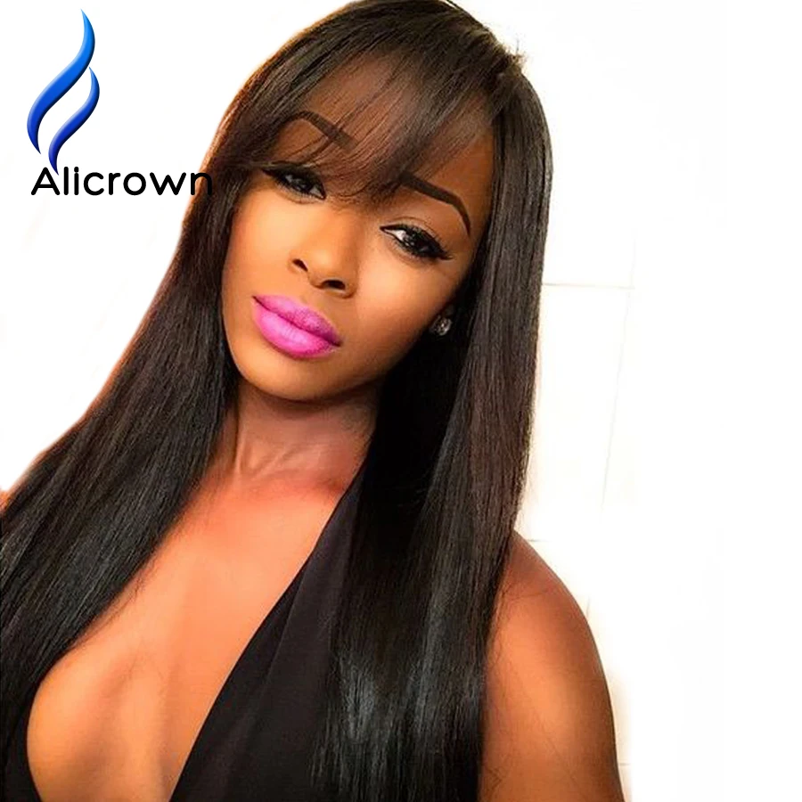 ALICROWN Silky font b Straight b font Full Lace Wig Bleached Knots Top font b Brazilian