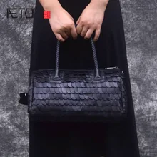 Fish Handbag And Get Free Shipping On Aliexpress Aetoo Retro Fashion Winter Bag Portable Fish Scales Sheepskin Handbags Europe Ping