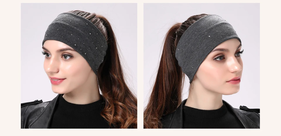 Geebro бренд Для женщин Стразы стильная повязка на голову с текстильной отделкой из хлопка; черные с плоским носком для девочек; мини-юбка для девочек; эластичные тюрбан Обёрточная бумага аксессуары для волос