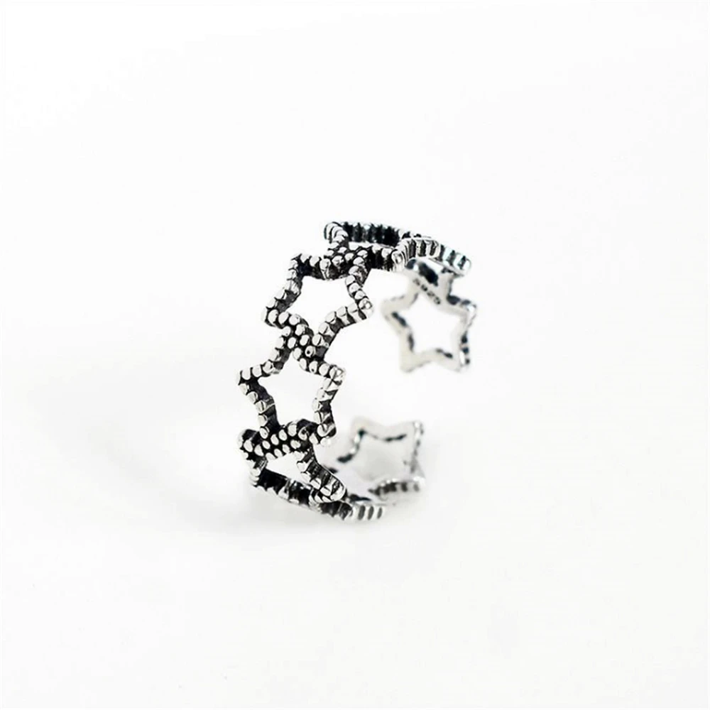 

Whole sale 925 sterling sliver hollow stars vintage adjustable rings women boheme statement punk ring jwelry for women KJZ0374