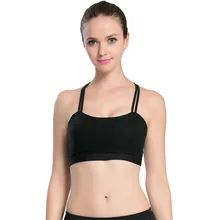 Yoga Bra no bone Wirefree Push Up Shockproof Cross Strap Net Black Sportswear For Running Fitness Sport top deportivo