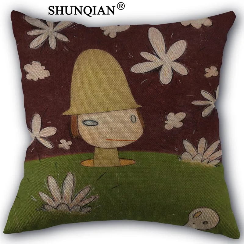 

Custom Nara Yoshitomo Print Linen Cotton Japanese style Pillow Cover Custom Print Home Decorative Pillowcases 45x45cm one side