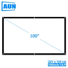 Аун 100 дюймов 16:9 Портативный проектор экран. Материал белой ткани. Светодиодный проектор для домашнего кинотеатра B100