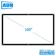 AUN 100 inch 16:9 Portable Projector Screen. White cloth material. LED Projector Home theater B100