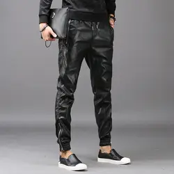 2019 Новый Модные мужские хип-хоп штаны-шаровары Искусственная кожа мужские длинные брюки Карманы брюк эластичный пояс Pantalon Hombre плюс Размеры