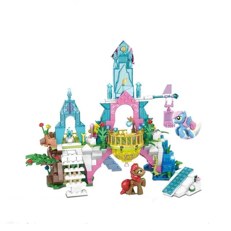 

New Girl Princess Building Blocks Model My Little Horse Crystal Castle Unicorn Figure Legoingly Brick Toy Children Gift