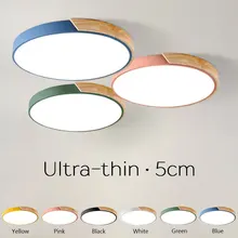 Ультра-тонкий 5 см круглый деревянный светодиодный потолочный светильник Macaron цветной потолочный светильник для гостиной столовой кухни осветительные приборы