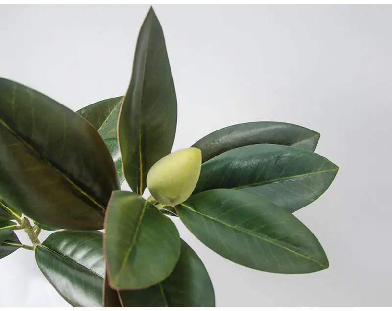 Flone 2 Branch Artificial Magnolia Leaf Bouquet Simulation Real Touch Magnolia Flower Plant Wedding Home Party Decoration Floral (10)
