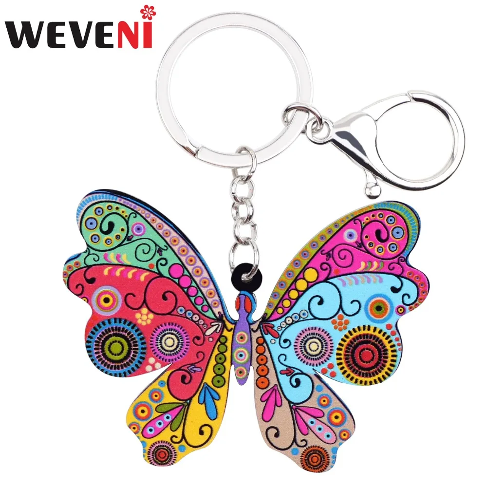 

WEVENI Acrylic Cheap Anime Butterfly Key Chains Rings For Women Girl Bag Wallet Car Holder Wallet Charms Original Fashion GIFT