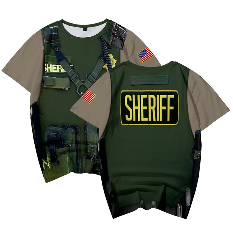 夏のファッションクールな3d Tシャツ軍服保安官プリントカジュアル男性の女性のtシャツトップ半袖3d Tシャツtシャツシャツ T Shirts Aliexpress