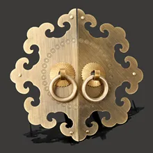 Antique Furniture Brass Hardware Vintage Chinese Cabinet Face Plate Set Door Pull Handle Knobs Decorative Furniture Fittings wholesale antique hardware brass cabinet handle vintage drawer handles and knobs door pull bat decorative furniture fittings