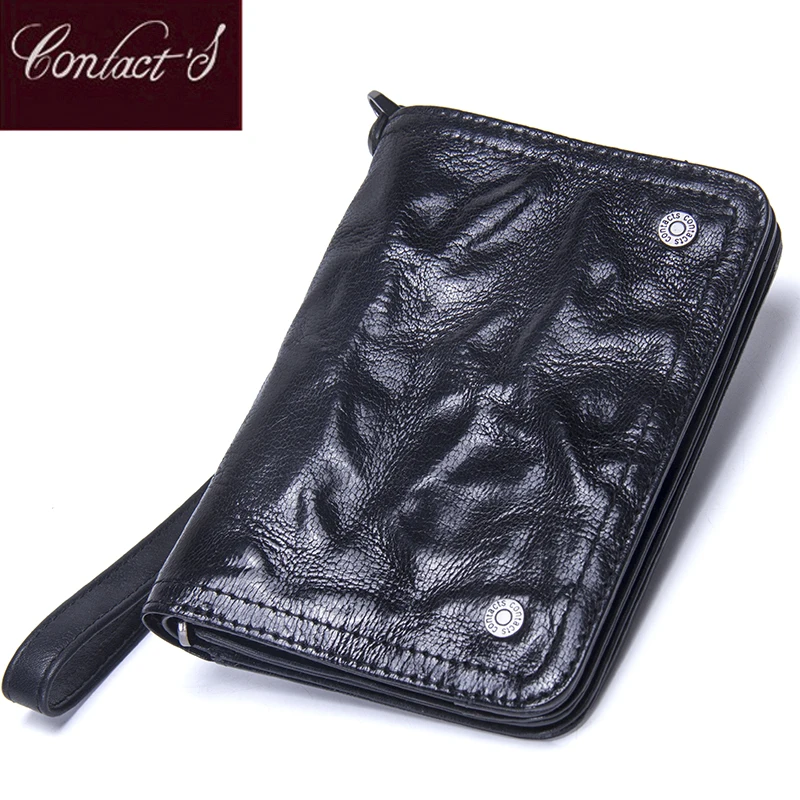 

Contact's 2018 Fashion Short Wallet Genuine Leather Women Wallets Hasp Design Card Holder Money Bags With Zipper Coin Purse