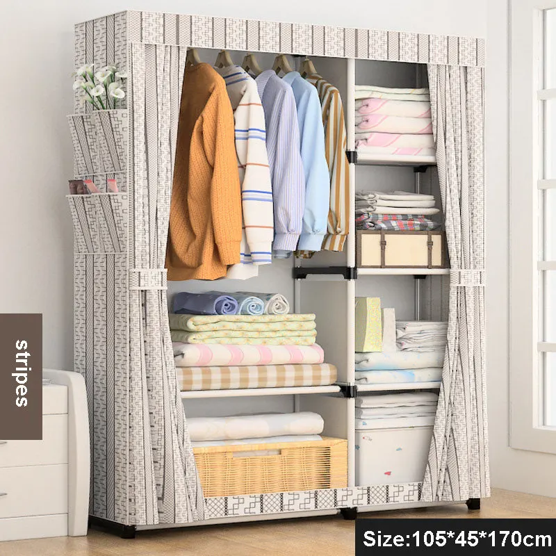 DIY простой портативный органайзер для хранения штор, шкаф, мебель для спальни, усиленный уложенный шкаф - Цвет: Stripes