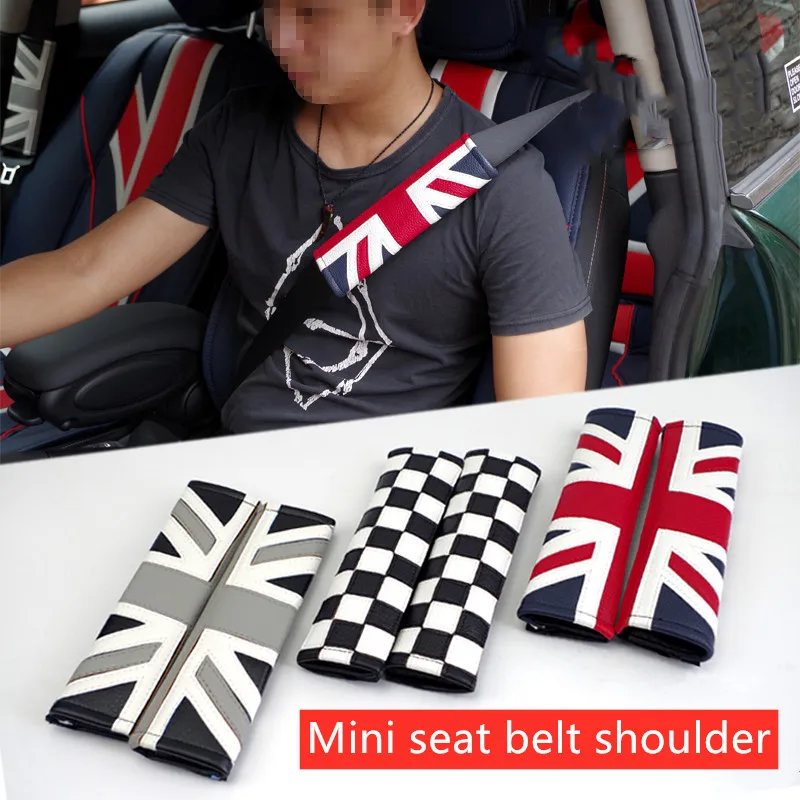 Pair of 2x Mini cooper seat belt shoulder pads covers buckle baby safety cushion