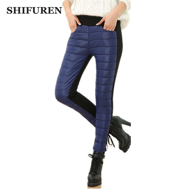 SHIFUREN Winter Warm Women Pants Trousers Thicken Thermal Velvet Slim