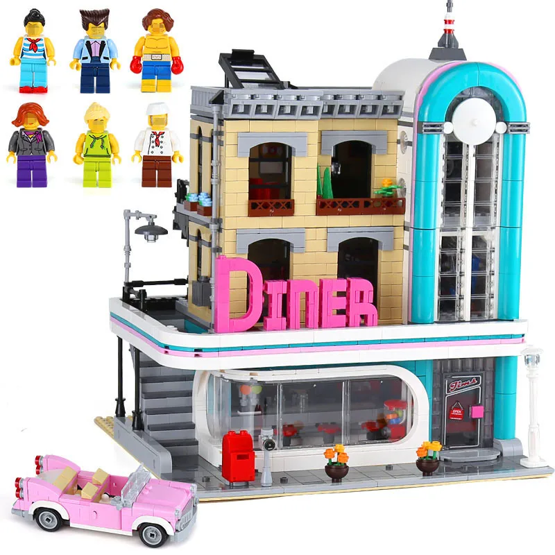 

Lepin Genuine 2778Pcs Streetview The Downtown Diner Set Building Blocks Bricks Toy for Children Compatible with Legoingly 10260