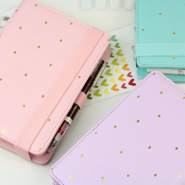 2016 New Arrive Star JM Polka Dot 6 loose leaf Notebook A5 A6 Organizer Planner With Elastic Bind Match Dokibook Filler