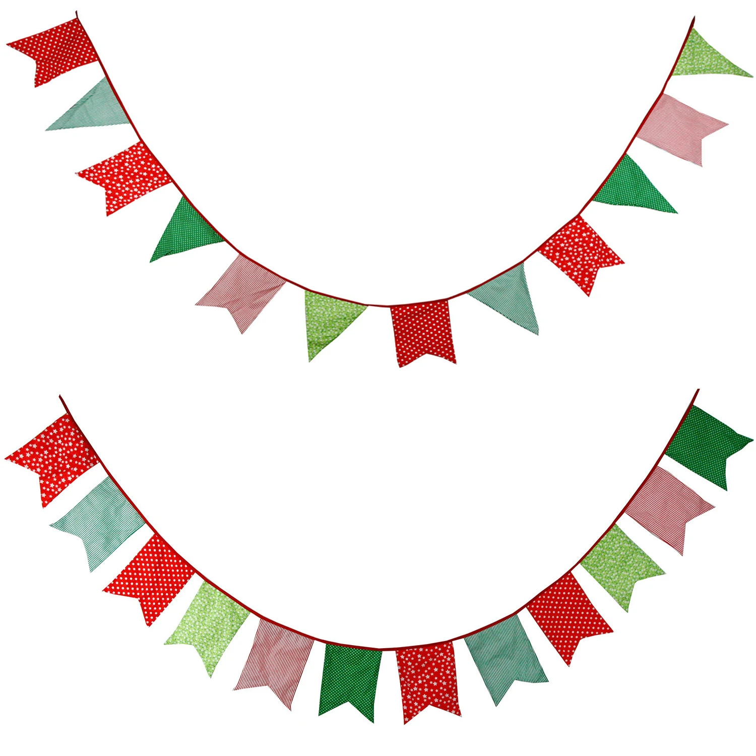 

12 flags Christmas Cotton Fishtail Triangular Banner for Children's Day Birthday Party Decoration Reusable