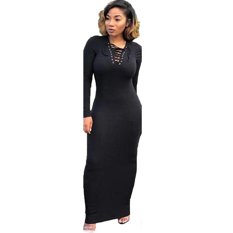 ankle length bodycon dress with sleeves