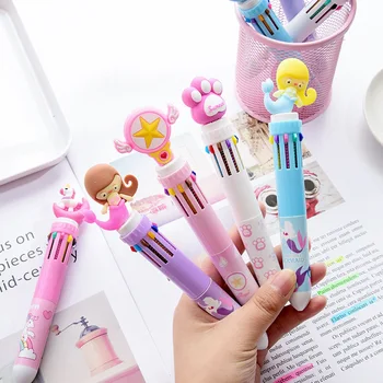 

Cat paw 10 Colors Ballpoint Pen Cute Mermaid Unicorn Flamingo Ball Pens For Kids Gift Material Escolar school supplies