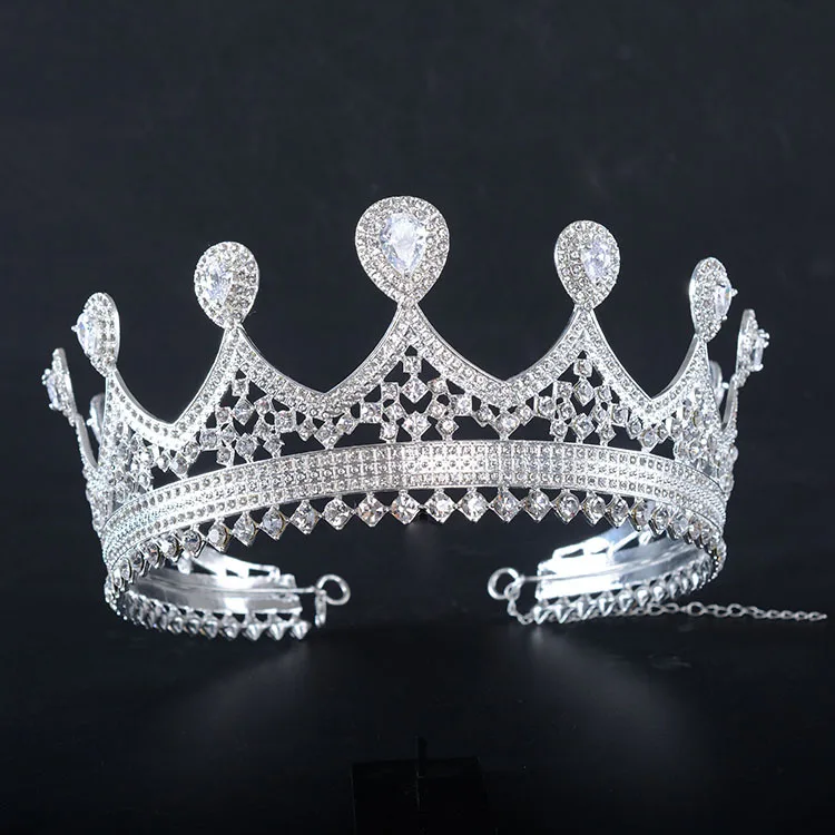 

2017 New Big European Bride Wedding Crown Silver Plated Austrian Crystal Large Queen Crown Wedding Hair Accessories