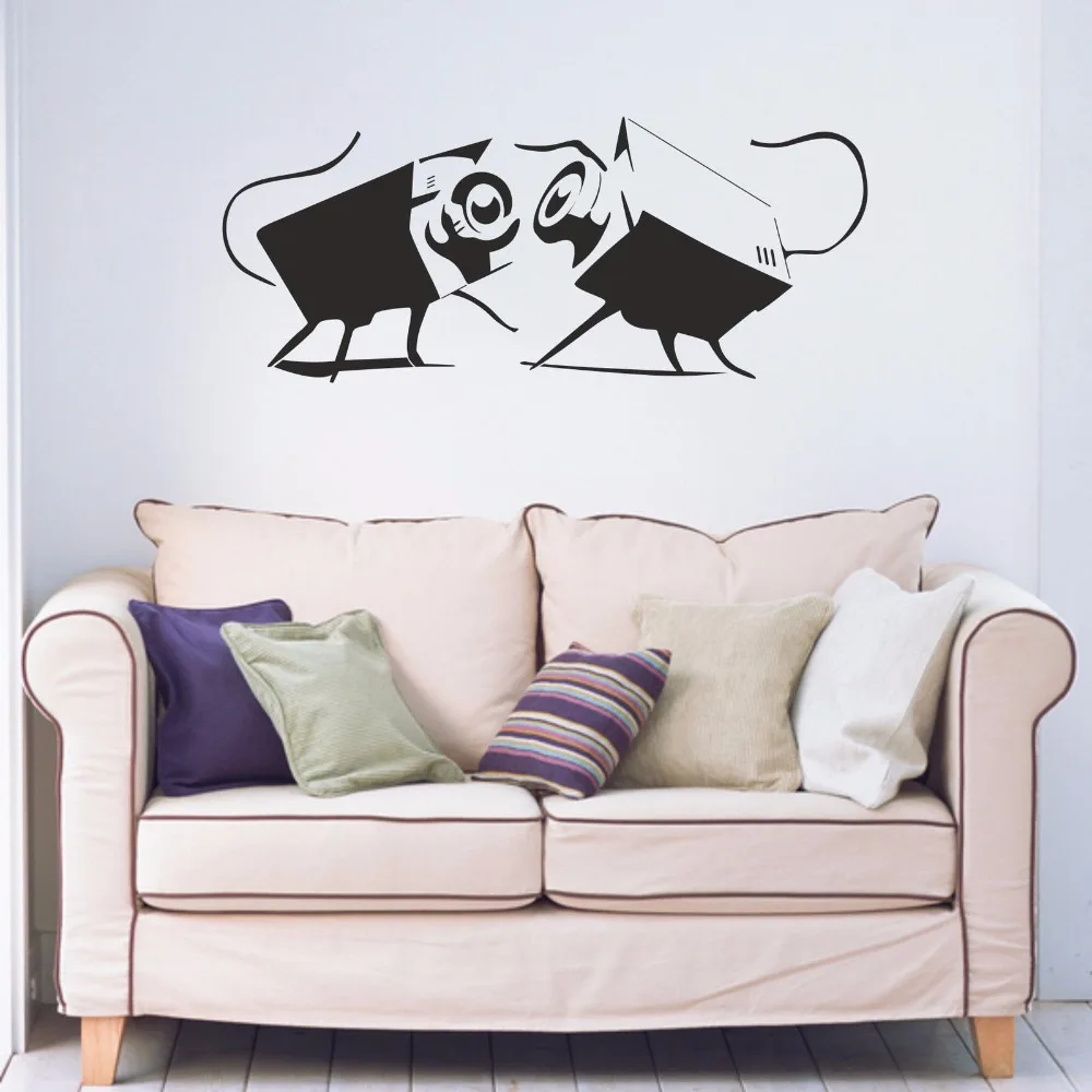 Съемные Виниловые камеры видеонаблюдения Banksy, наклейка на стену для мальчиков, подростков, спальни, гостиной, дома, окна, Deraction B070