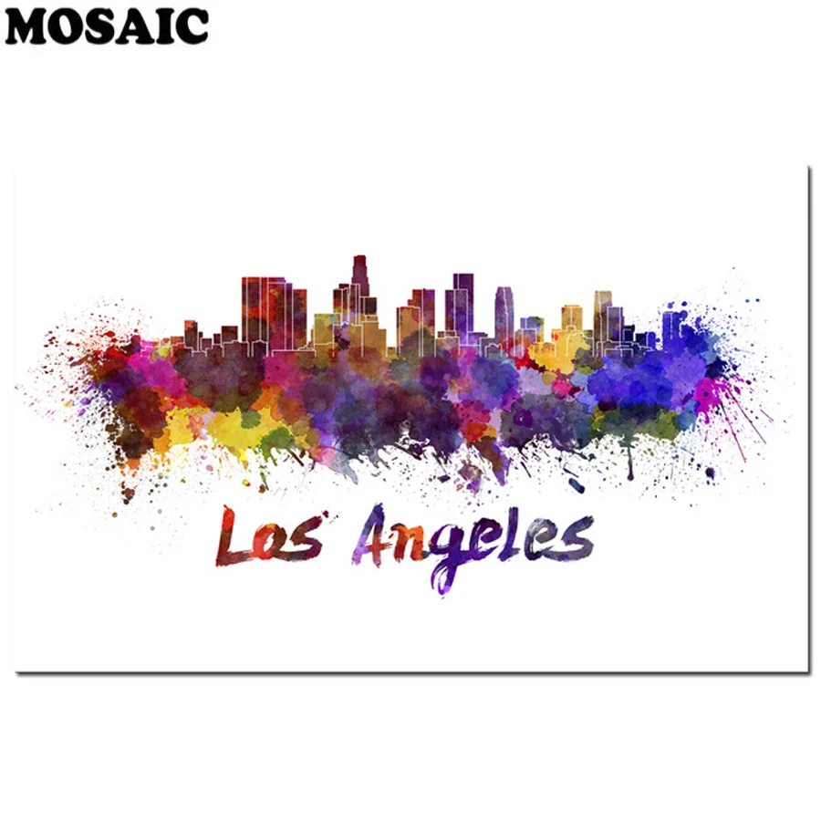 

embroidery diamond Los Angeles Abstract city diamond painting 5d cross stitch Full resin square mosaic picture living decor