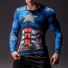 Футболки с 3D принтом капитана, мужские компрессионные футболки, топы с длинным рукавом и рисунком, мужские комиксы, одежда для костюмированной вечеринки