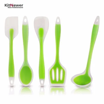 

WALFOS cooking Spatula Turner Spoonula Mixing Spoon Slotted Spoon Ladle 5pcs kitchen silicone cooking tools kitchen utensil set