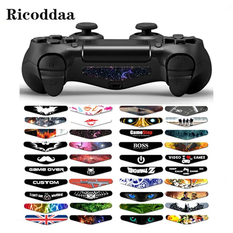 

Popular Custom 40PCS For PS4 Game Light Bar Vinyl Stickers Decal Led Lightbar Cover For Playstation 4 PS4 PRO Slim Controller