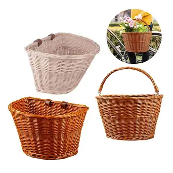 

Wicker Front Handlebar Bike Basket Cargo Hand-woven Beautiful Lines Sturdy And Durable Folk Craftsmanship Bicycle Storage