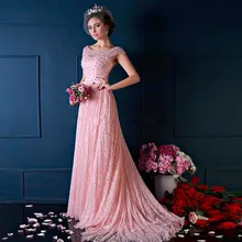 Heißer Verkauf Hohe Qualität A line Bateau Flügelärmeln Abendgesellschaft robe de soiree Rosa Günstige Spitze Brautkleider Bodenlangen Benutzerdefinierte