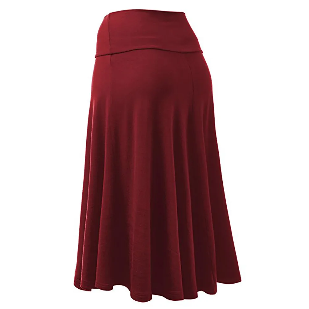 Длинная летняя женская юбка большого размера, однотонная Расклешенная юбка с высокой талией, пикантная юбка средней длины, форменная плиссированная юбка, faldas mujer moda# N05
