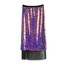 Сетчатая сетчатая юбка с блестками женская летняя новая повседневная юбка с высокой талией длиной до щиколотки H340