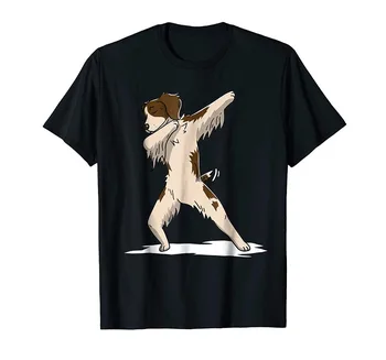 

Dabbing Brittany Spaniel Dog T-Shirt Funny Dab Dance 2019 Man'S Designer Brand New Short-Sleeve Cotton Print Men Striped T Shirt
