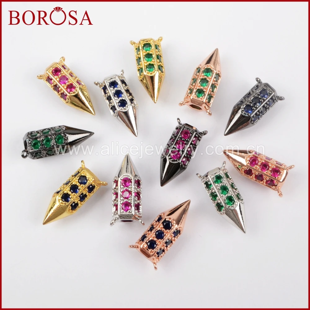 BOROSA Золотой/серебристый/черный/розовый медные золотистого цвета Pave Bullet CZ камень