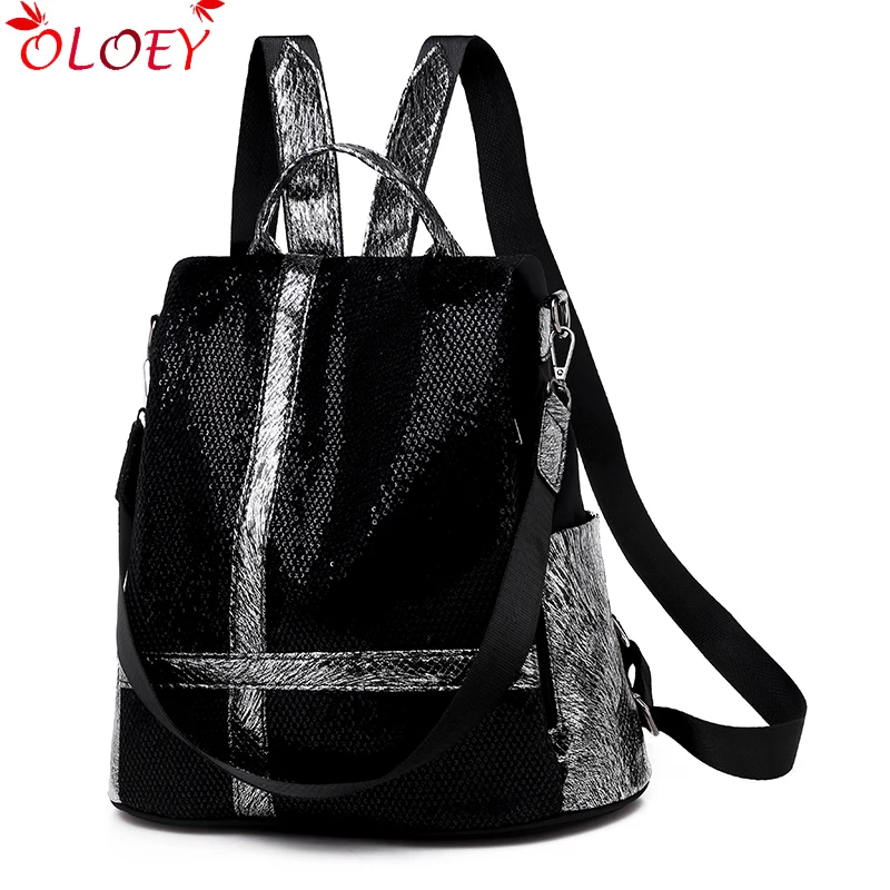 

2019 new luxury backpack female designer fashion wild female backpack non-woven sequins high quality casual bag large capacity