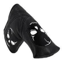 Чехол для короткой клюшки для гольфа, кожаный чехол для синтеза черного черепа с магнитной крутой головкой