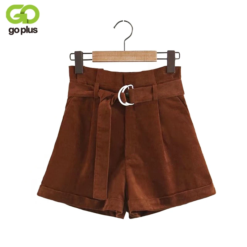 Paperbag Shorts Corduroy Shorts For Women Mushroom Embroidery