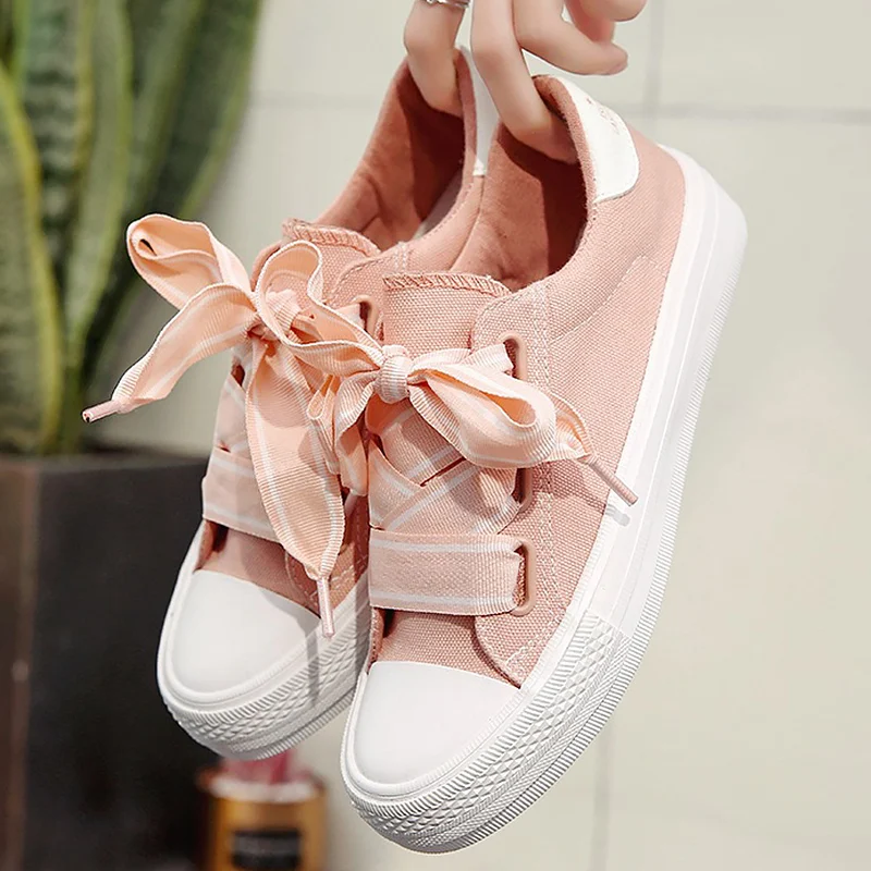 

Sneakers Women Butterfly Knot Sewing Canvas Shoes for Girls Cotton Fabric Women Casual Shoes Chaussure Femme Platform Sneakers