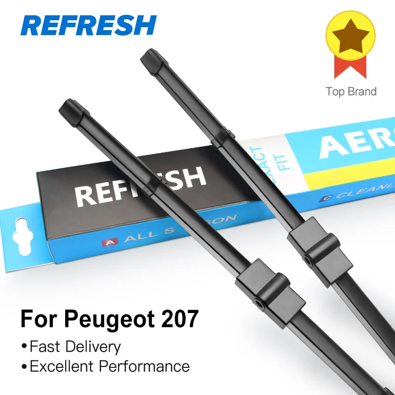 

REFRESH Wiper Blades for Peugeot 207 26"&17" Fit Side Pin Arms 2006 2007 2008 2009 2010 2011 2012