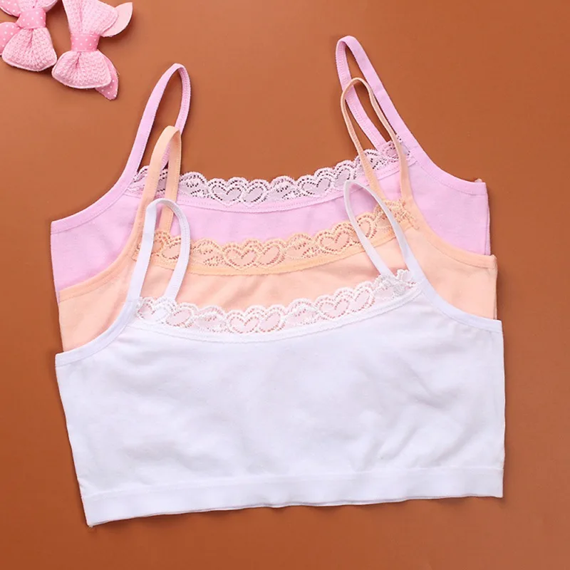 Girl Underwear Cotton Lace Bras Girls Soft Camisoles Sports Bra Top For Teens Training Bra 