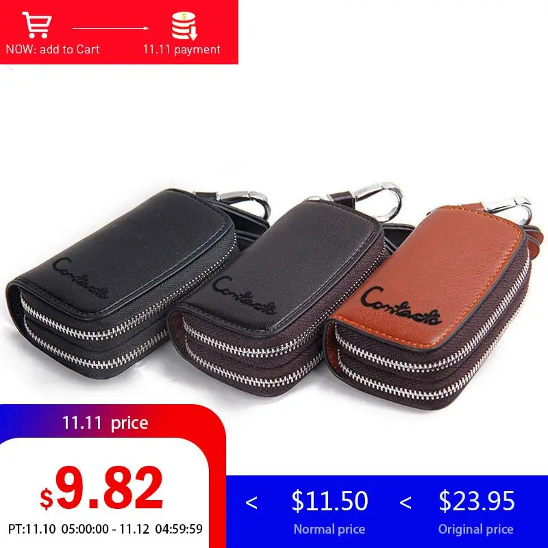 CONTACT'S Brand Genuine Leather Key Holder For Men Key Wallet For Car Key Case Housekeeper Women Organizer Key Chain Keychain цена CONTACT'S Brand Genuine Leather Key Holder For Men Key Wallet For Car Key Case Housekeeper Women Organizer Key Chain Keychain цены онлайн
