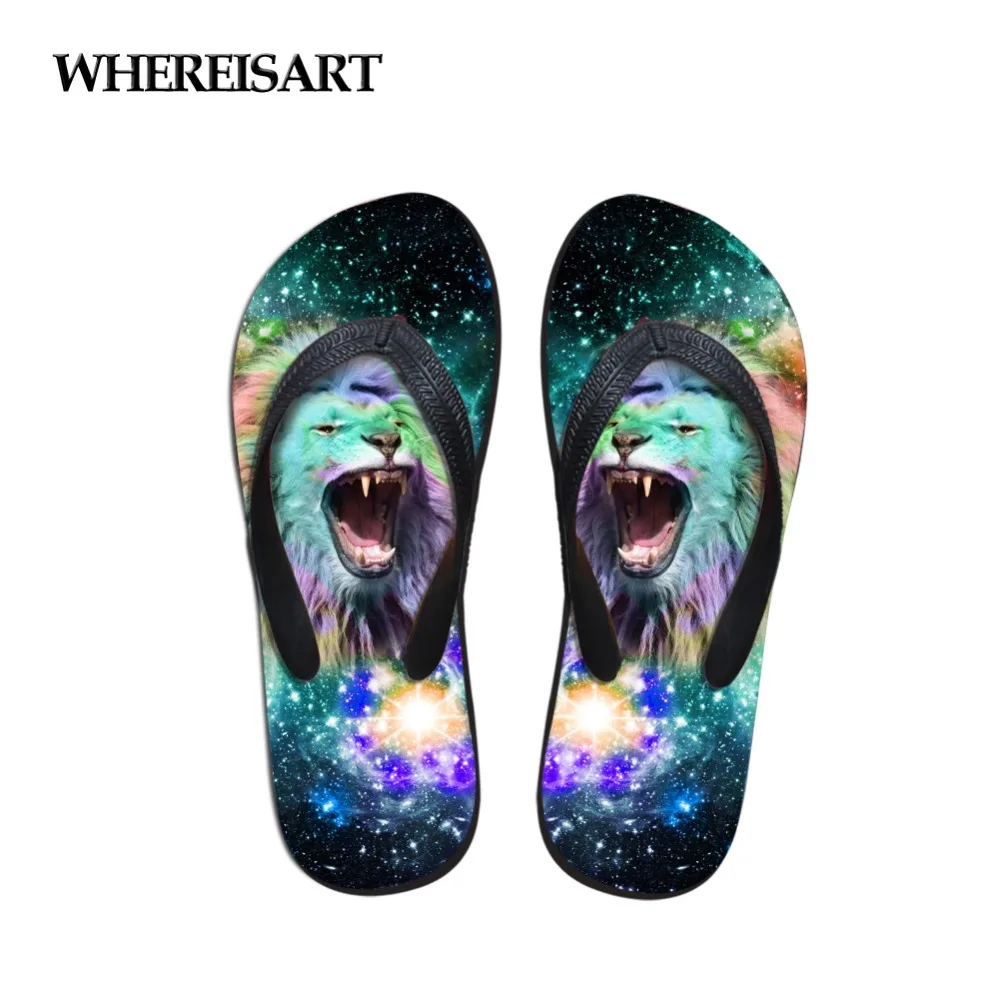 

WHEREISTAR 2019 Women 3D Starry Animal Print Summer Beach Flip Flops Fashion Casual Light House Slippers Female Sandals Shoes