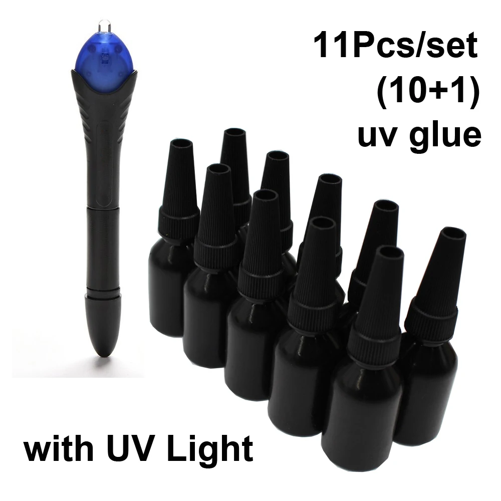 11Pcs/set Five 5 Seconds Fix Liquid Glue lcd 10Pcs UV Glass Refill