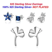 100% 925 Sterling Silver Flower Orecchino Della Vite Prigioniera Vnistar Clover Ear Studs Commercio All'ingrosso Ginkgo Orecchini con perno per Le Donne(China)